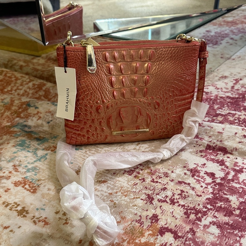 Brahmin Rose Gold Crocodile Embossed Clutch